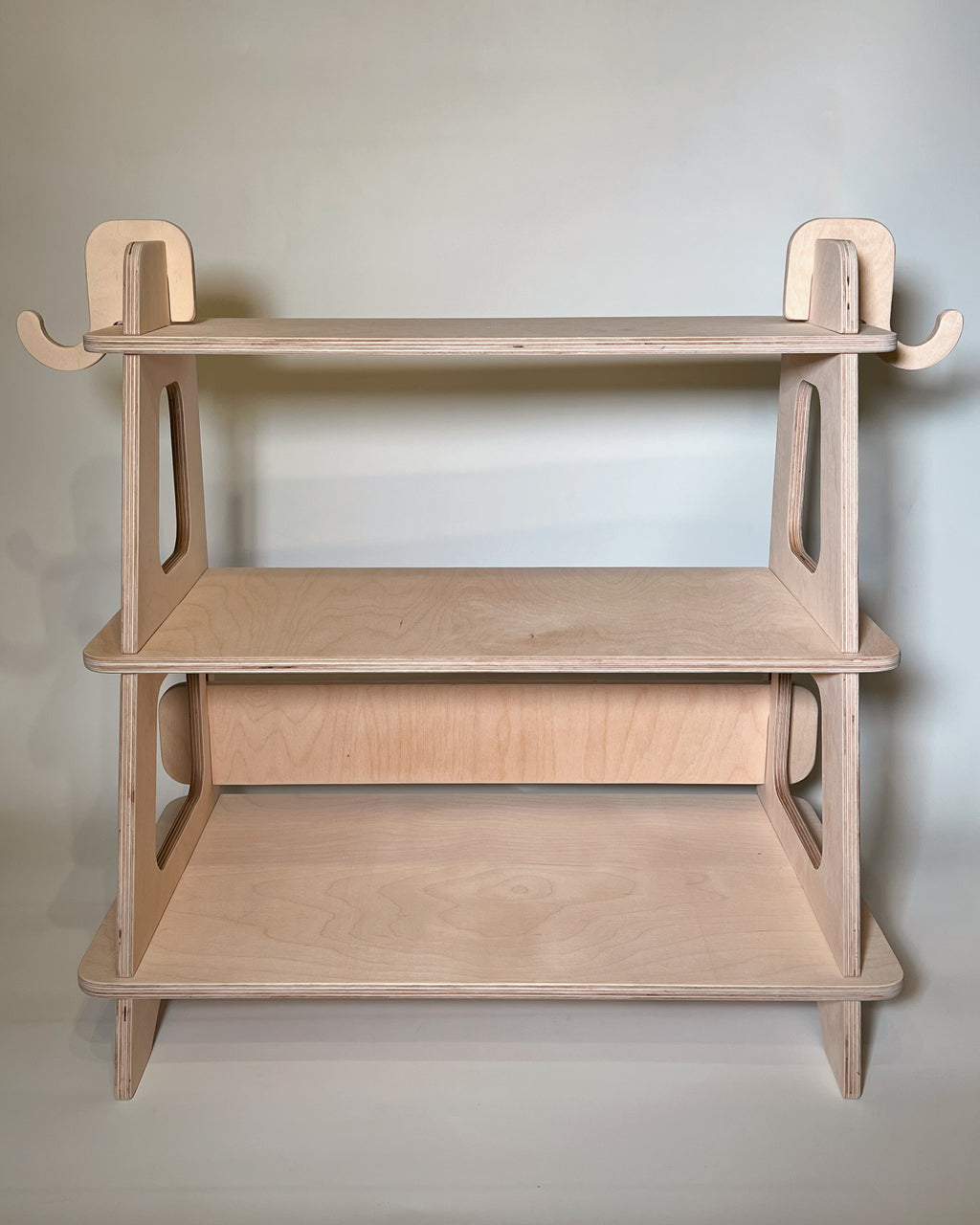 3-Tier Flat-Pack Display Shelves – Baltic Birch Rack w/ Optional Peg Arch & Hooks, Handmade Ohio Craft-Fair And Retail Vendor Stand