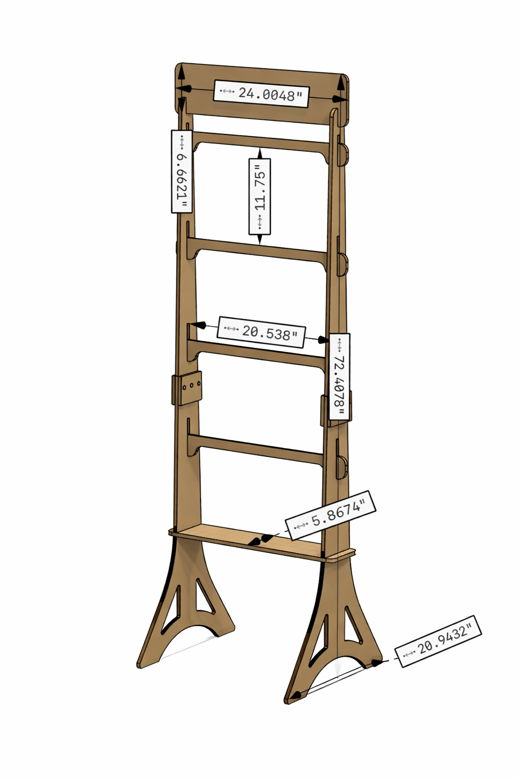 Flat pack ladder rack - Modular rack with 4 rungs & a shelf.  Display Clothing, Bibs, Scarfs, Bandanas, Collars etc. at Craft Fairs/Markets