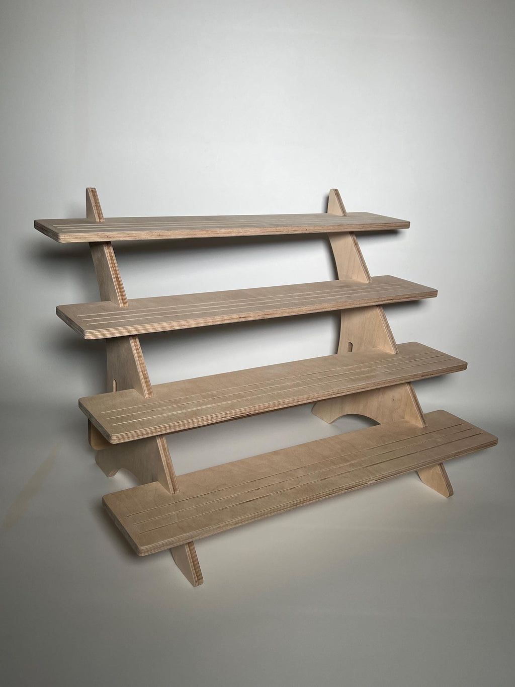 4-Tier Baltic Birch Plywood Vendor & Retail Display Shelf for Craft Fairs, Market Stalls, and Home Organization