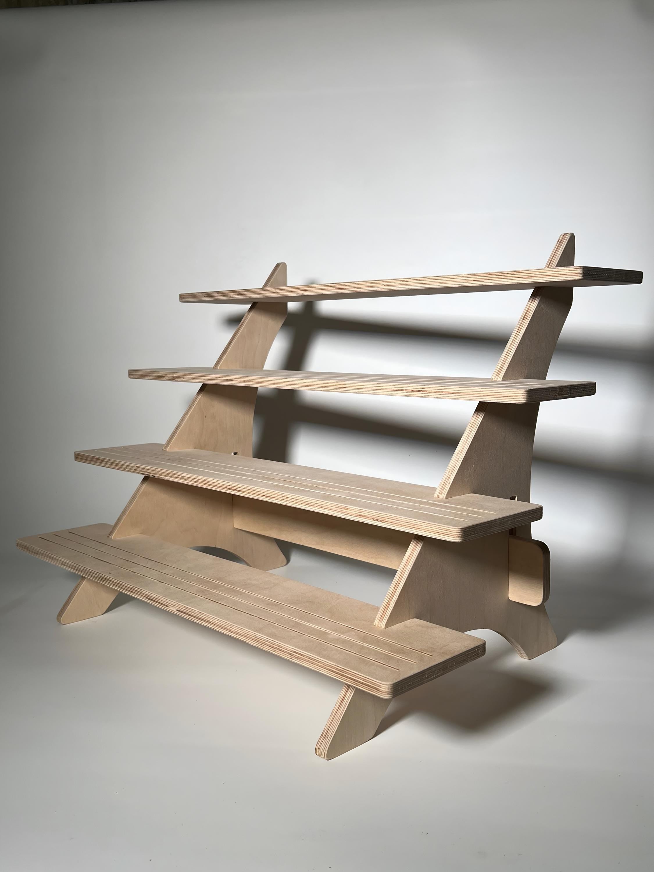4-Tier Baltic Birch Plywood Vendor & Retail Display Shelf for Craft Fairs, Market Stalls, and Home Organization
