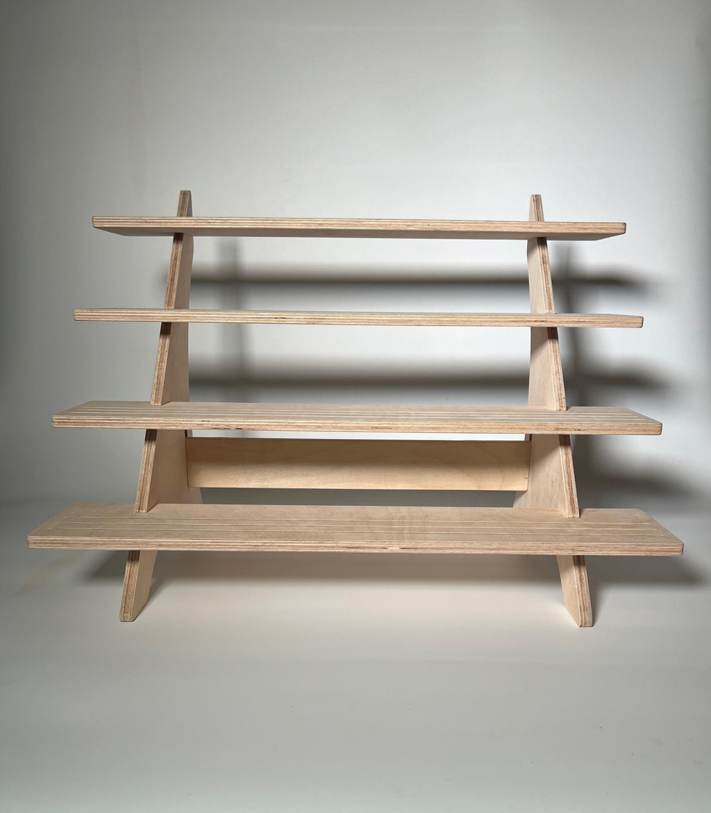 4-Tier Baltic Birch Plywood Vendor & Retail Display Shelf for Craft Fairs, Market Stalls, and Home Organization