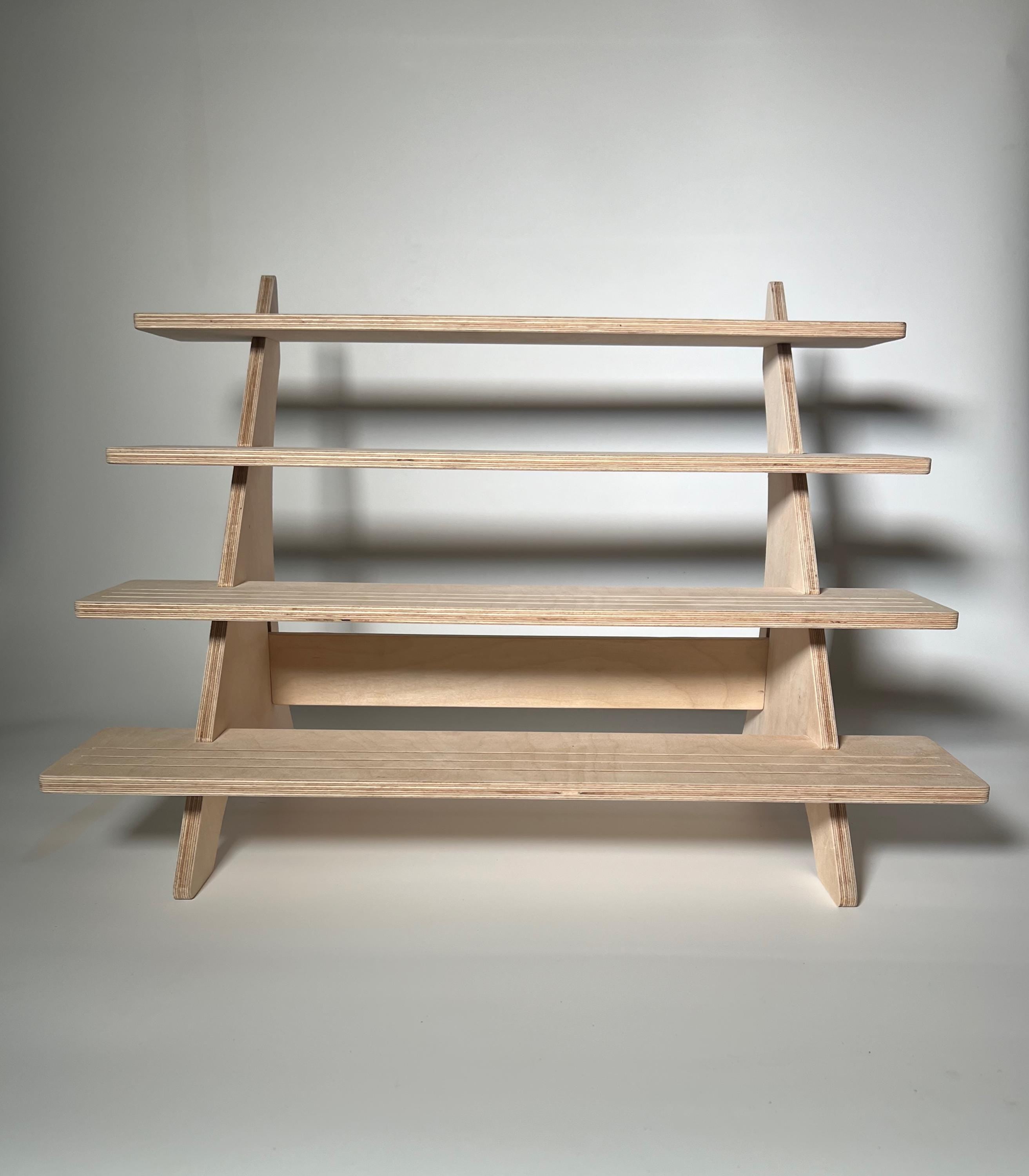 4-Tier Baltic Birch Plywood Vendor & Retail Display Shelf for Craft Fairs, Market Stalls, and Home Organization