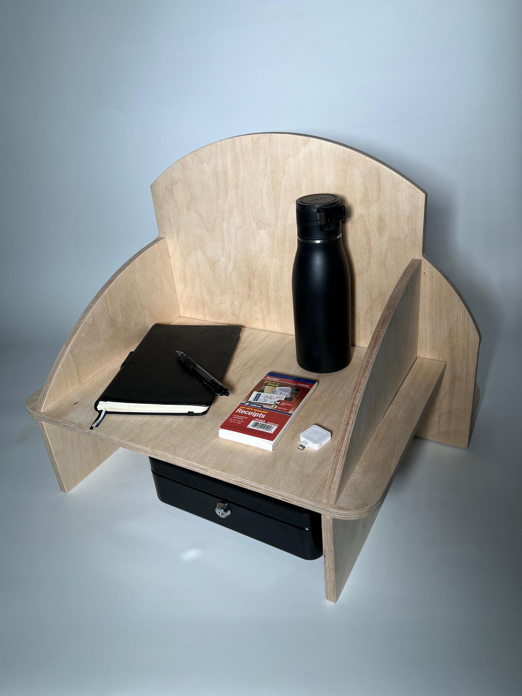 Tabletop Vendor Kiosk – Flat Pack Wooden Craft Fair Display Stand with Storage & Engraving – Checkout Booth for Markets And Pop-Ups