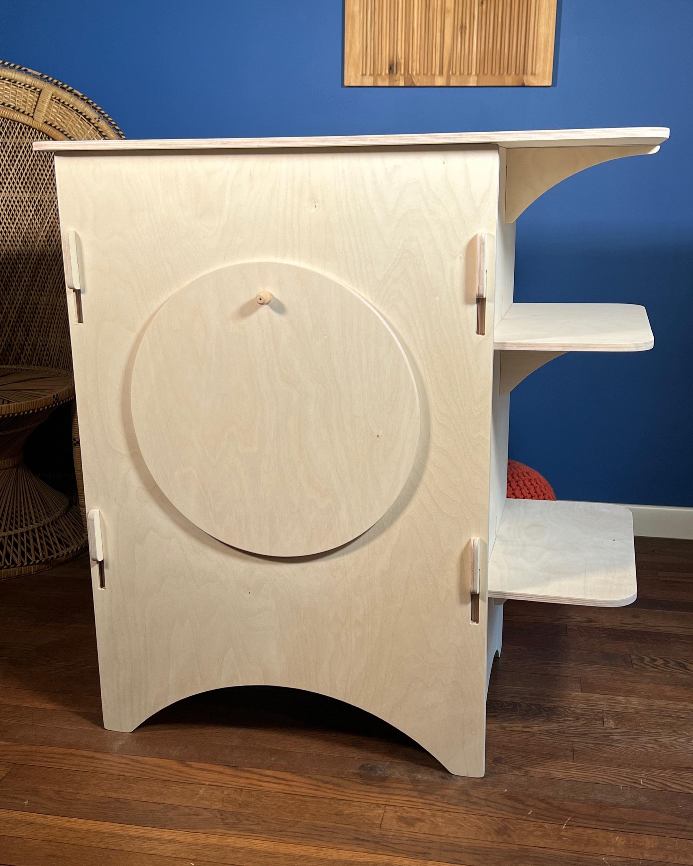 Collapsible Wooden Vendor Kiosk – Baltic Birch Craft Fair Display with Side & Back Shelves – Portable Checkout Stand for Markets And Pop-Ups