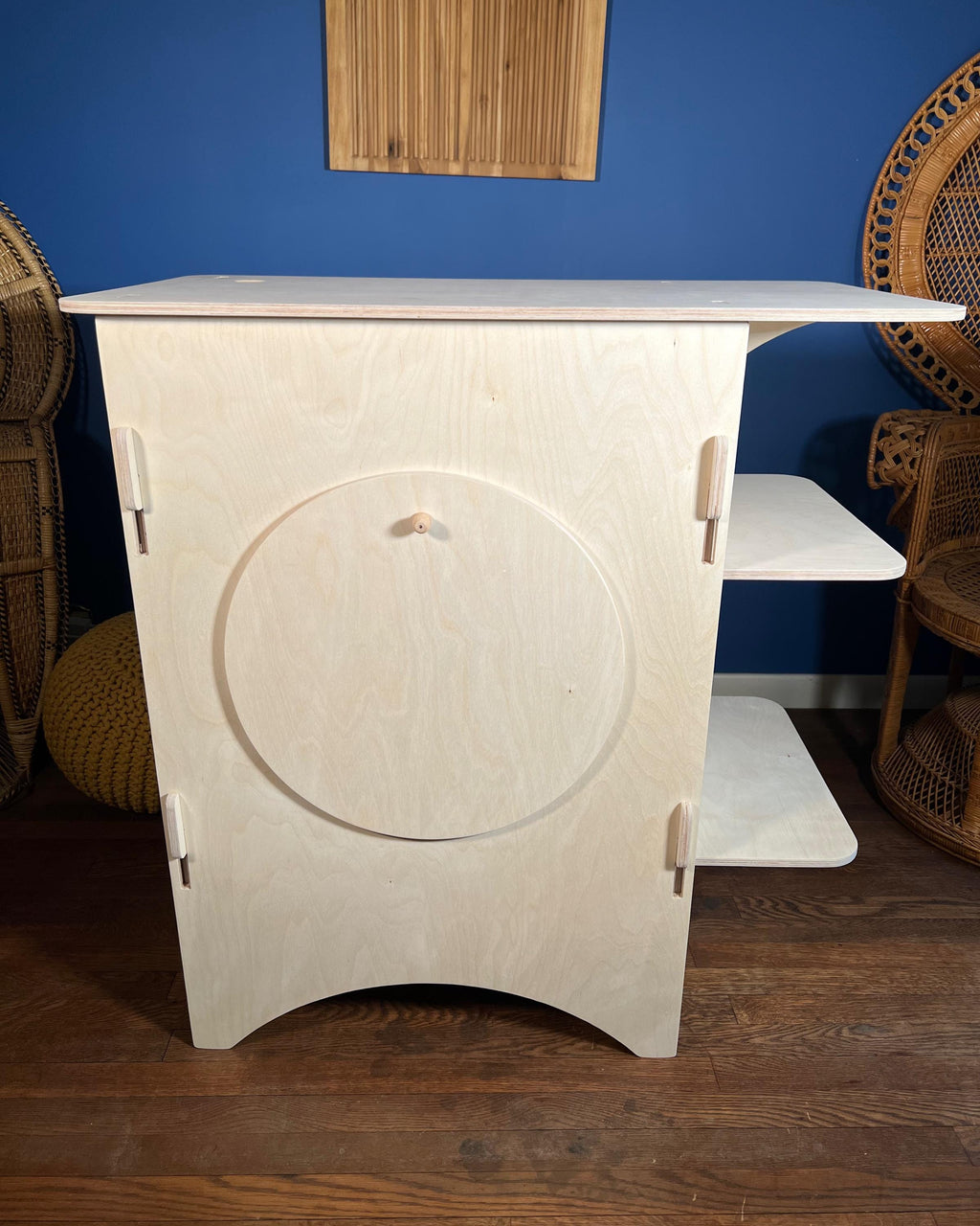 Collapsible Wooden Vendor Kiosk – Baltic Birch Craft Fair Display with Side & Back Shelves – Portable Checkout Stand for Markets And Pop-Ups