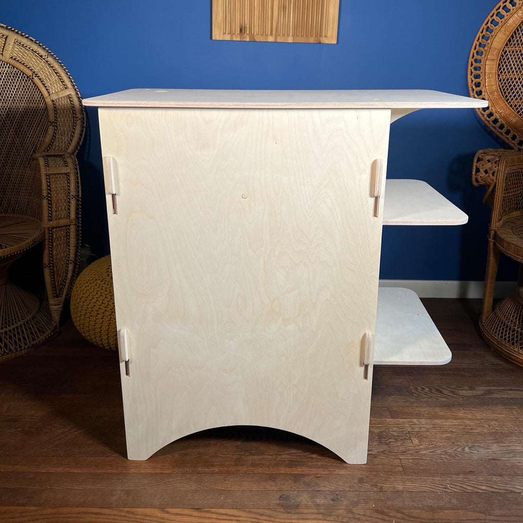 Collapsible Wooden Vendor Kiosk – Baltic Birch Craft Fair Display with Side & Back Shelves – Portable Checkout Stand for Markets And Pop-Ups