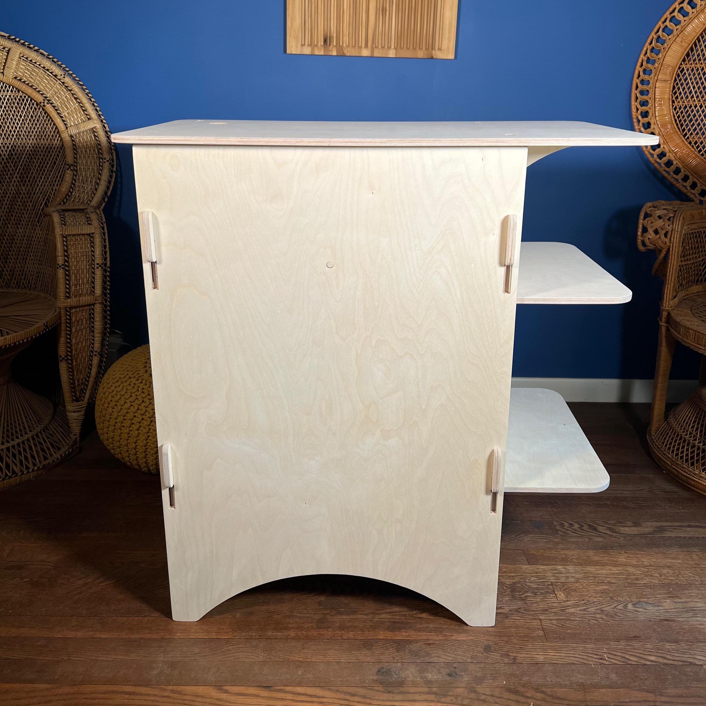 Collapsible Wooden Vendor Kiosk – Baltic Birch Craft Fair Display with Side & Back Shelves – Portable Checkout Stand for Markets And Pop-Ups