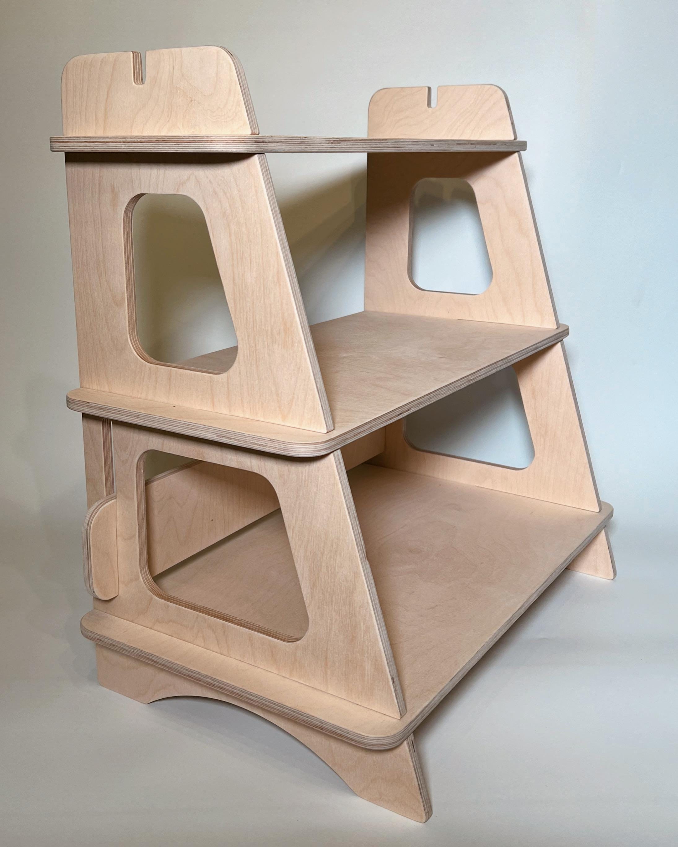 3-Tier Flat-Pack Display Shelves – Baltic Birch Rack w/ Optional Peg Arch & Hooks, Handmade Ohio Craft-Fair And Retail Vendor Stand