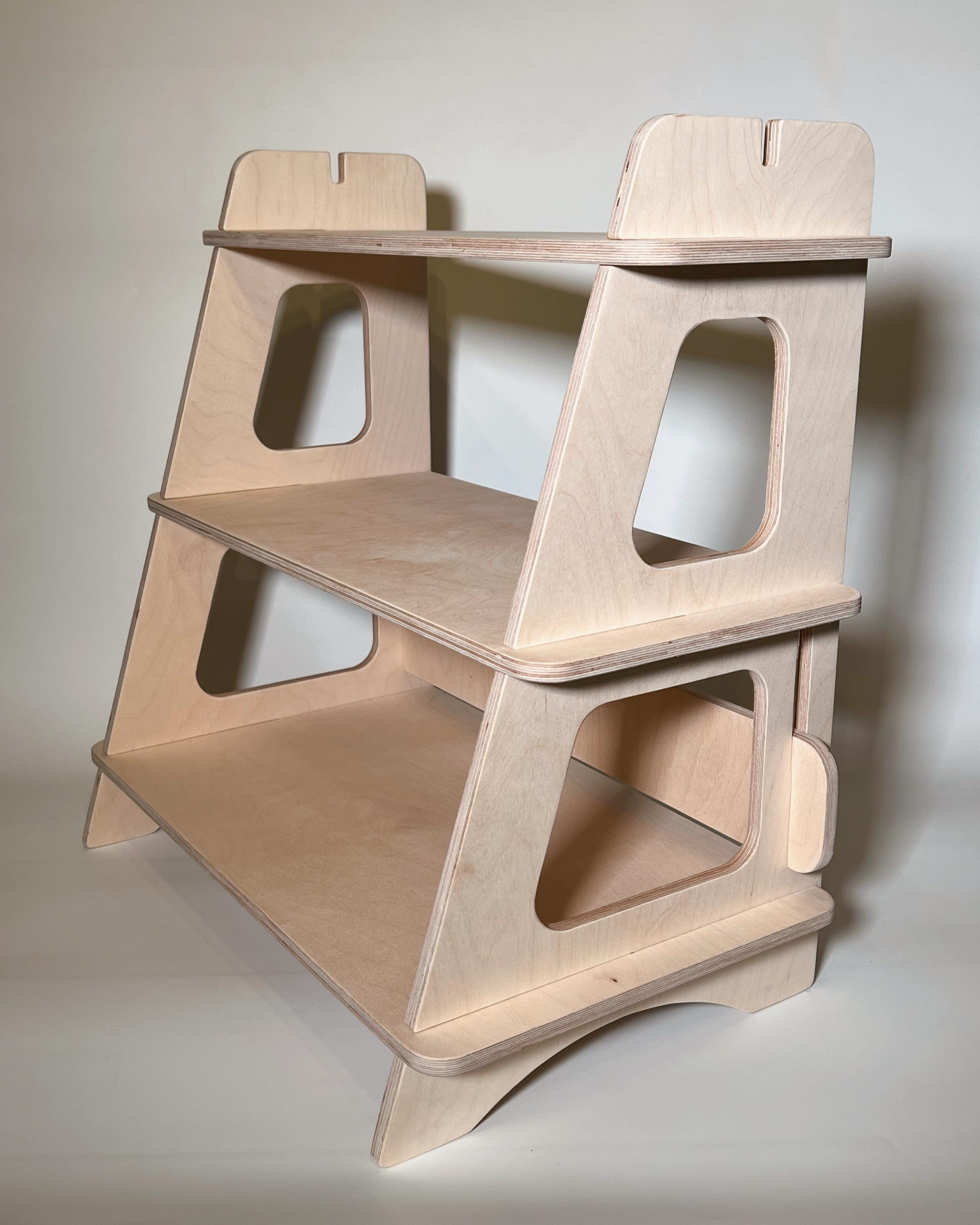 3-Tier Flat-Pack Display Shelves – Baltic Birch Rack w/ Optional Peg Arch & Hooks, Handmade Ohio Craft-Fair And Retail Vendor Stand
