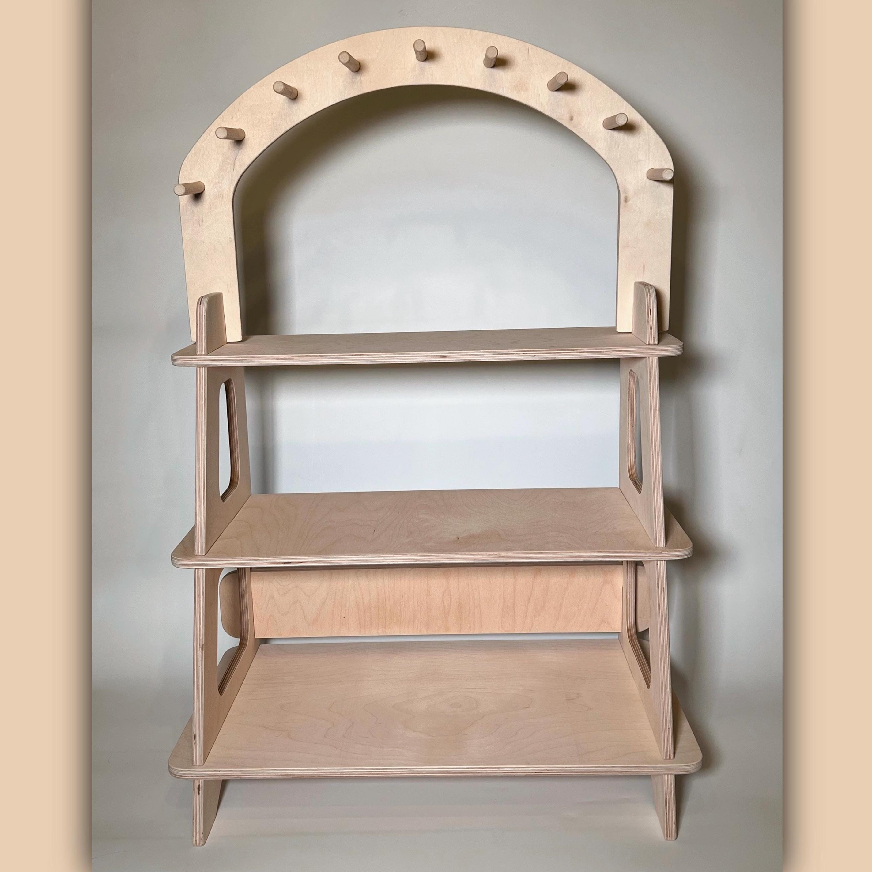 3-Tier Flat-Pack Display Shelves – Baltic Birch Rack w/ Optional Peg Arch & Hooks, Handmade Ohio Craft-Fair And Retail Vendor Stand