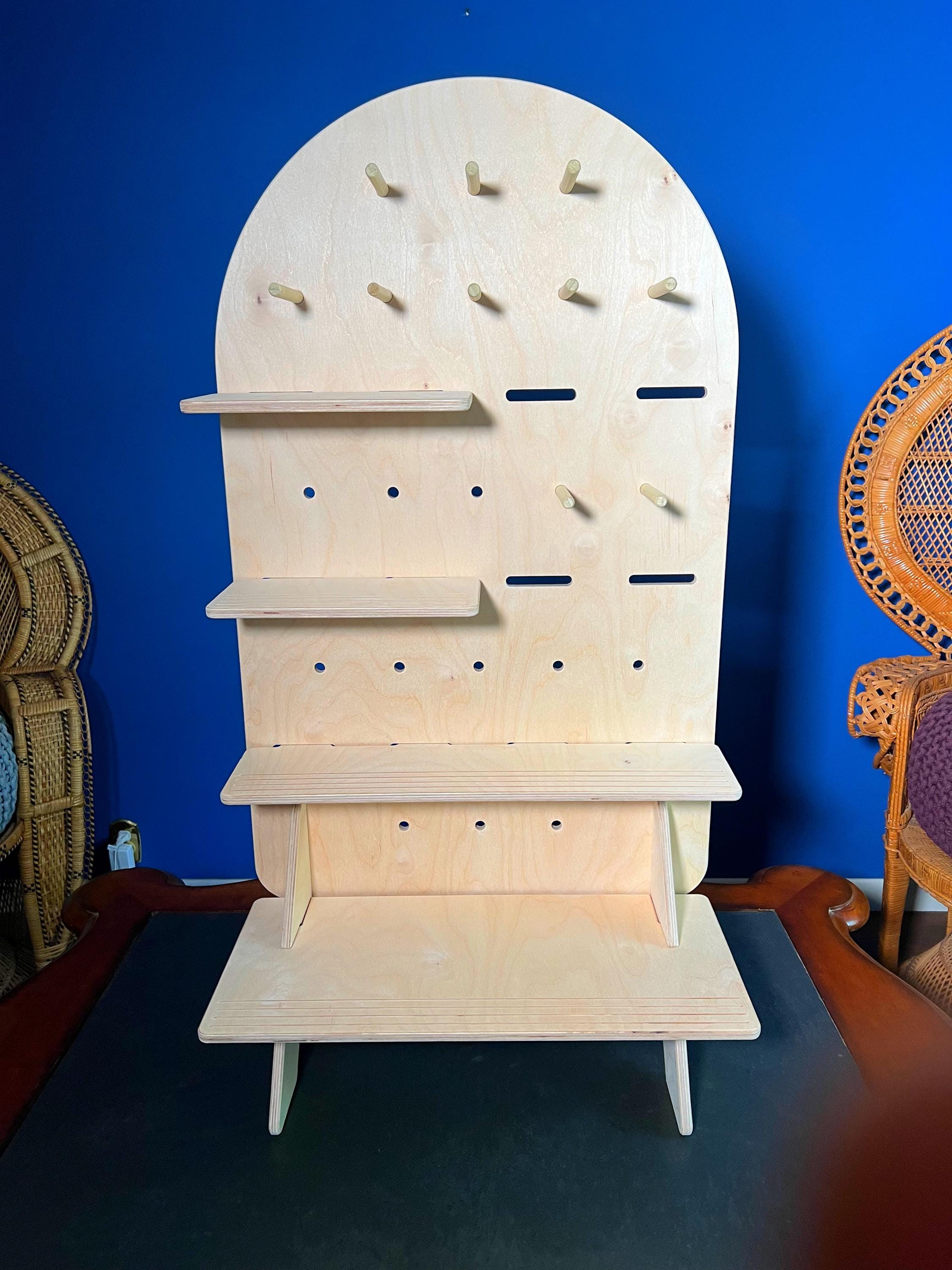 Summit Large Tabletop Display - Flat pack collapsible wood vendor display, shelves and pegboard.  Perfect for Craft fairs and retail sellers