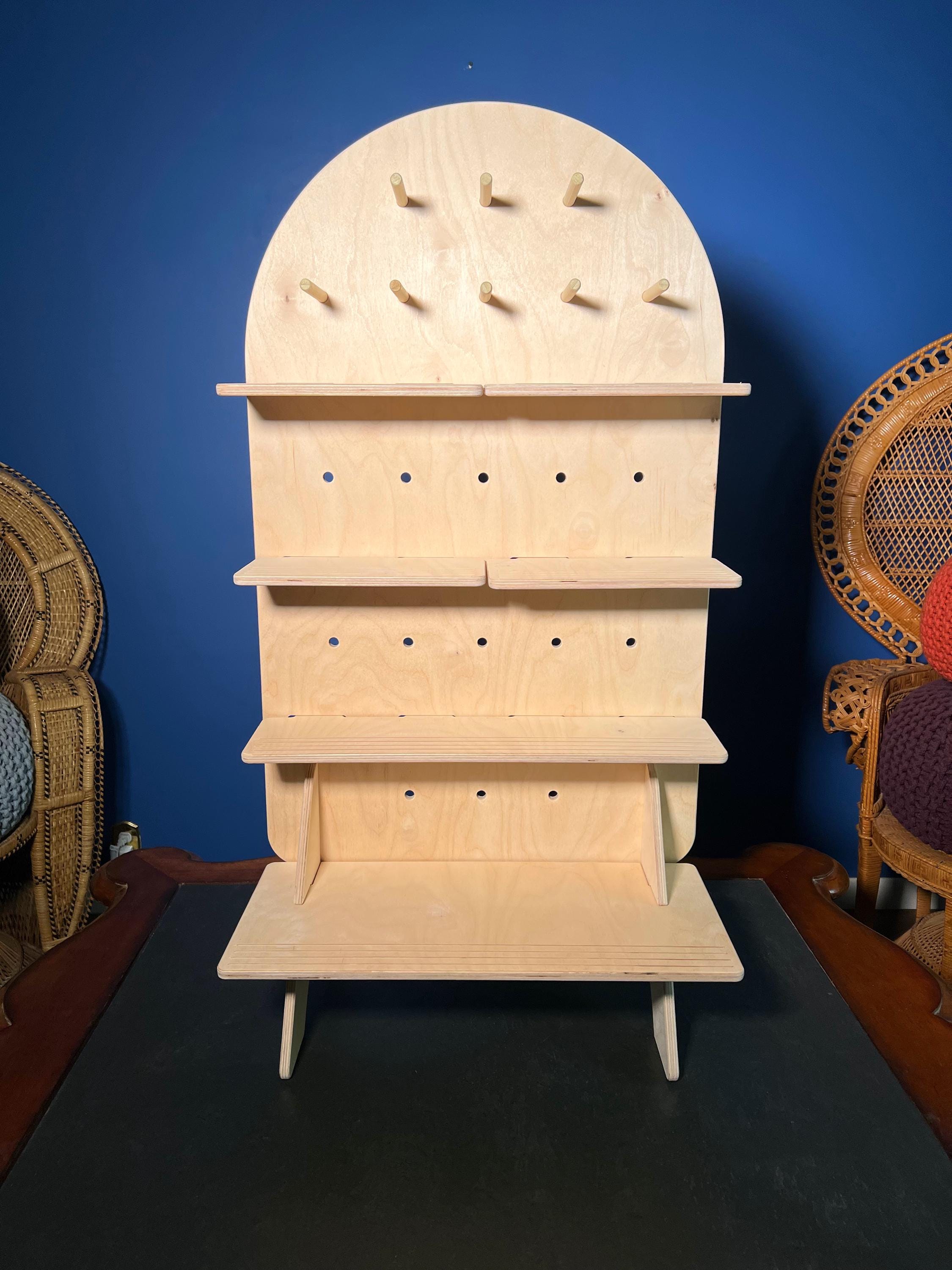 Summit Large Tabletop Display - Flat pack collapsible wood vendor display, shelves and pegboard.  Perfect for Craft fairs and retail sellers