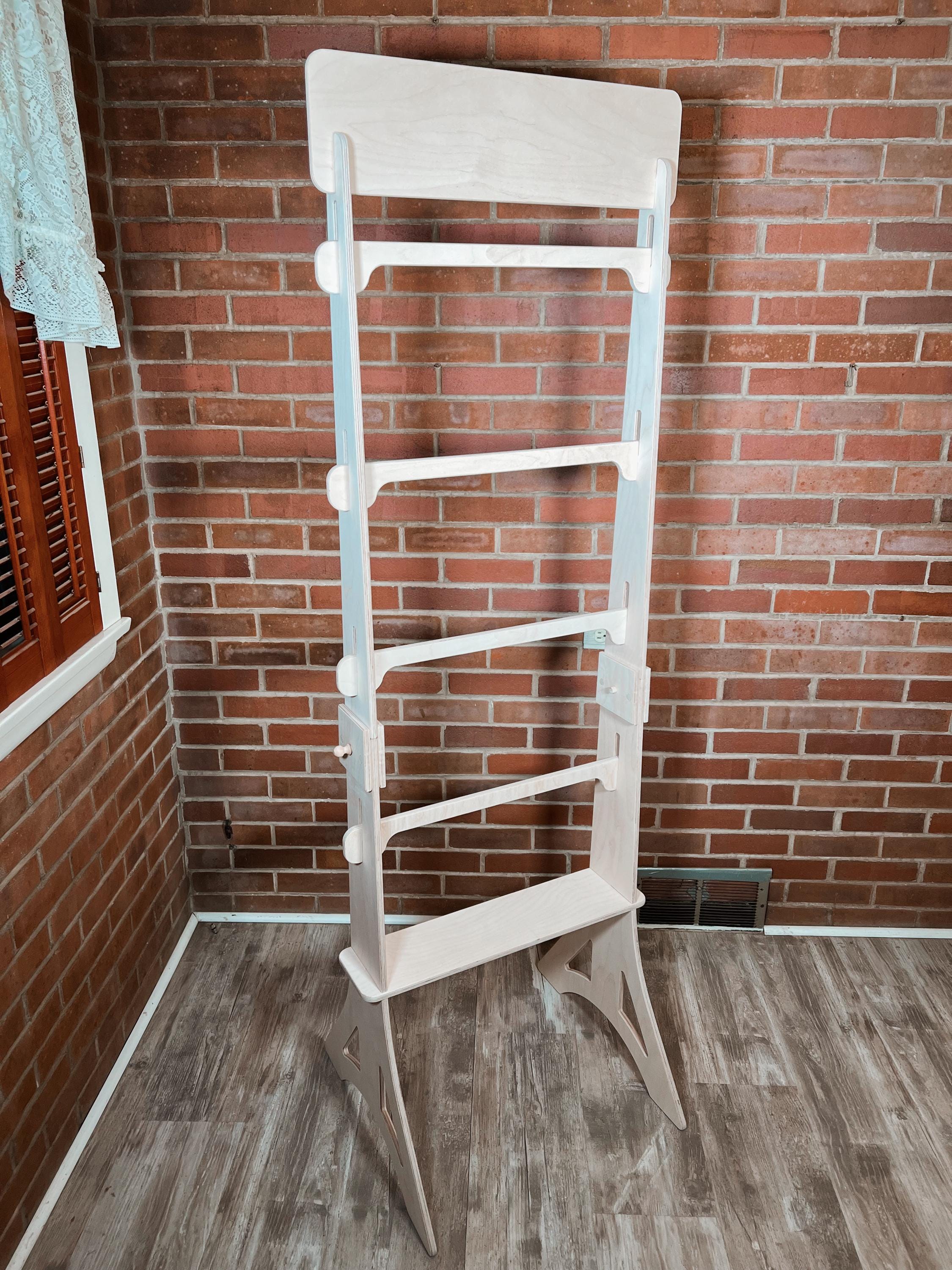 Flat pack ladder rack - Modular rack with 4 rungs & a shelf.  Display Clothing, Bibs, Scarfs, Bandanas, Collars etc. at Craft Fairs/Markets
